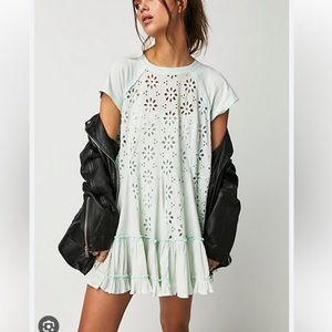 Free People Sadler Eyelet Ruffled Tee Mini Dress